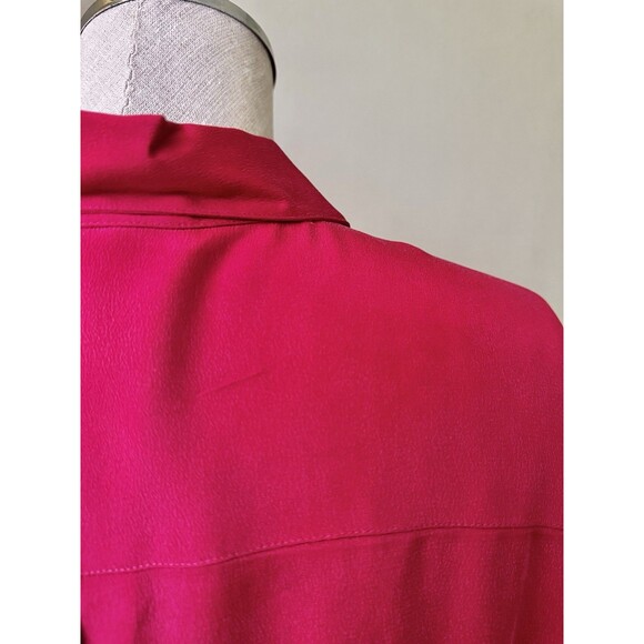 Barrie Pace Vintage 80s Silk Blouse Button Down Formal Shirt Magenta Size 18 1X - Picture 13 of 16
